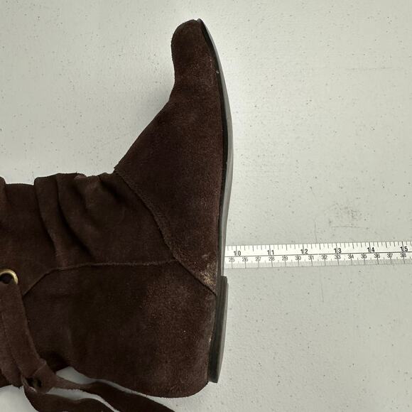 Steve Madden Womens Suede Scrunch Boots Size 7 Leather‎ Brown Mid Calf Pull On - Picture 7 of 9